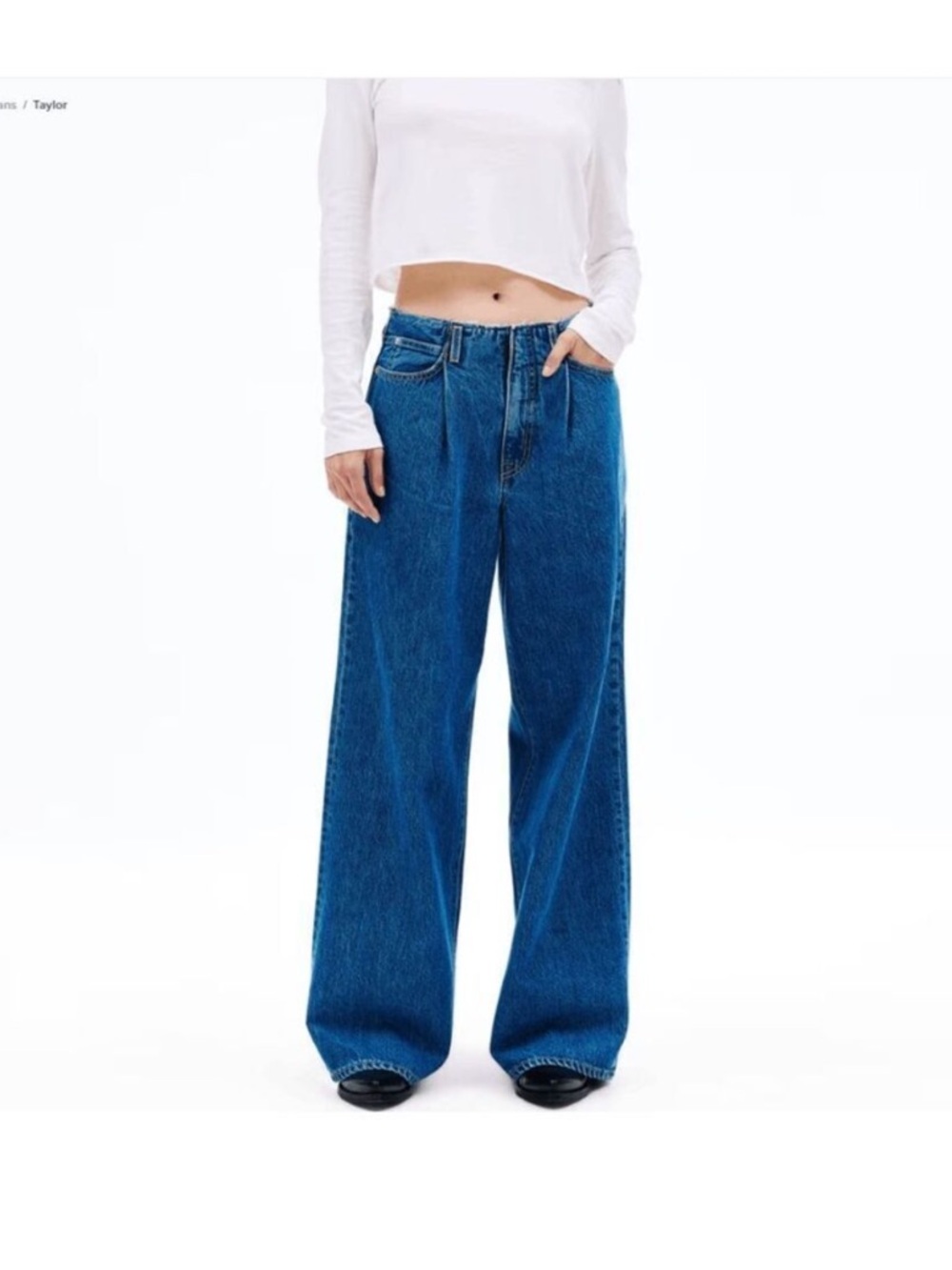 SLVRLAKE Taylor Wide-Leg High-Rise Jeans in a True Blue clean Denim
